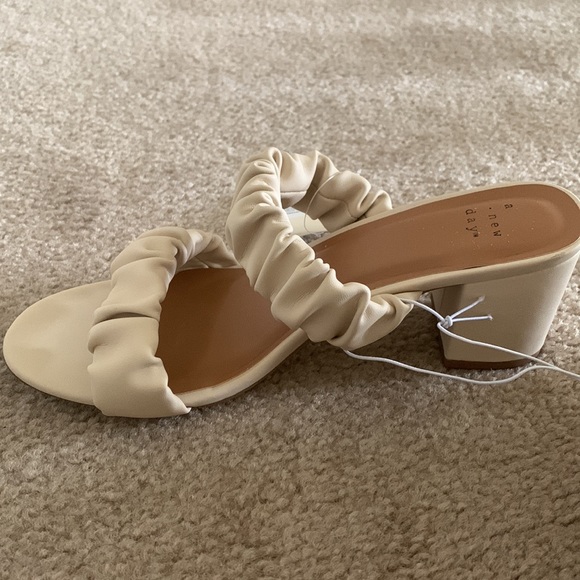 A New Day | Wanda Ruched Block Heeled Sandals - Cream - Picture 7 of 12
